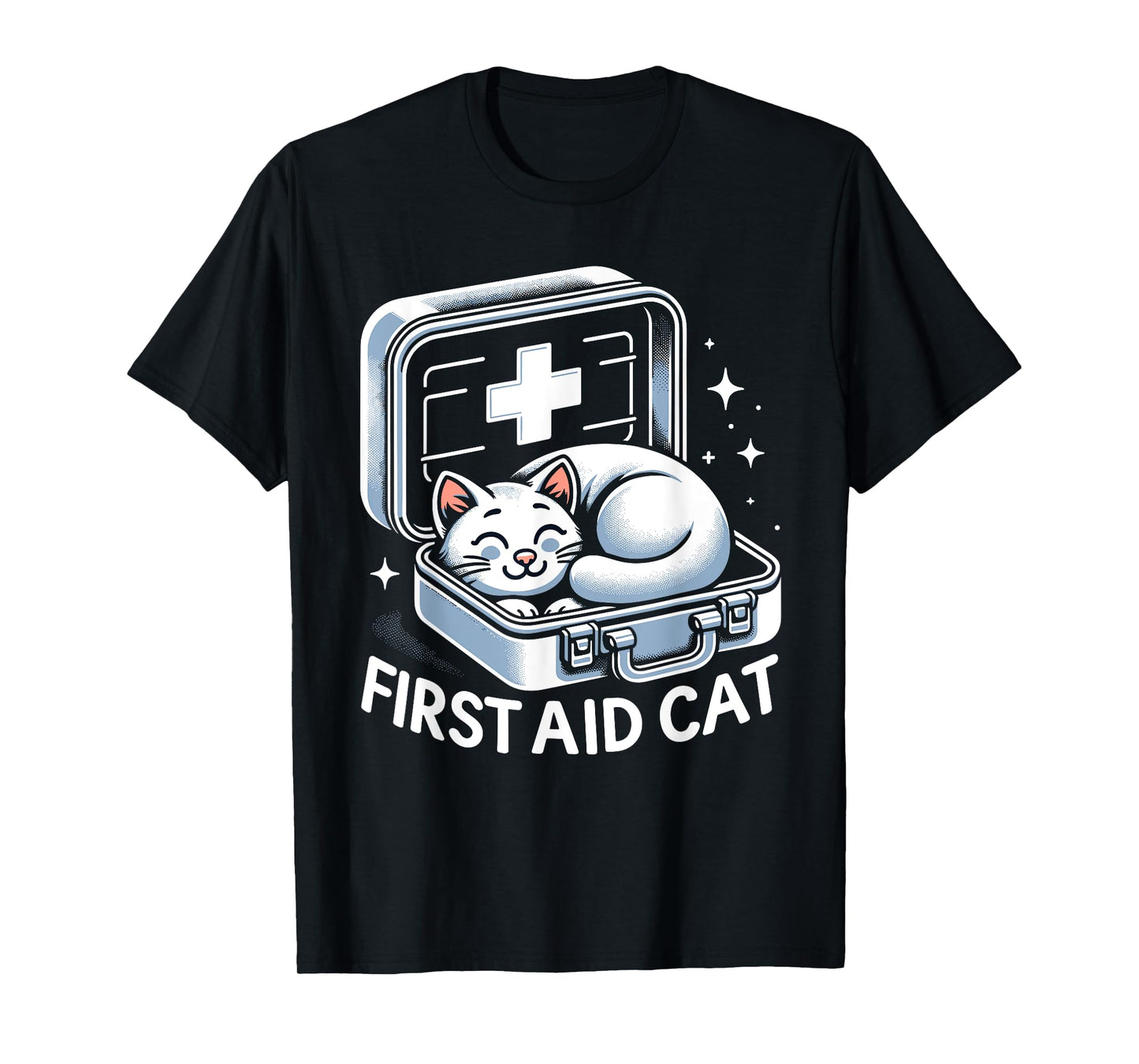 First Aid Cat Pun Nurse Doctor Healthcare Novelty Funny Cat T-Shirt for Men Women Kids