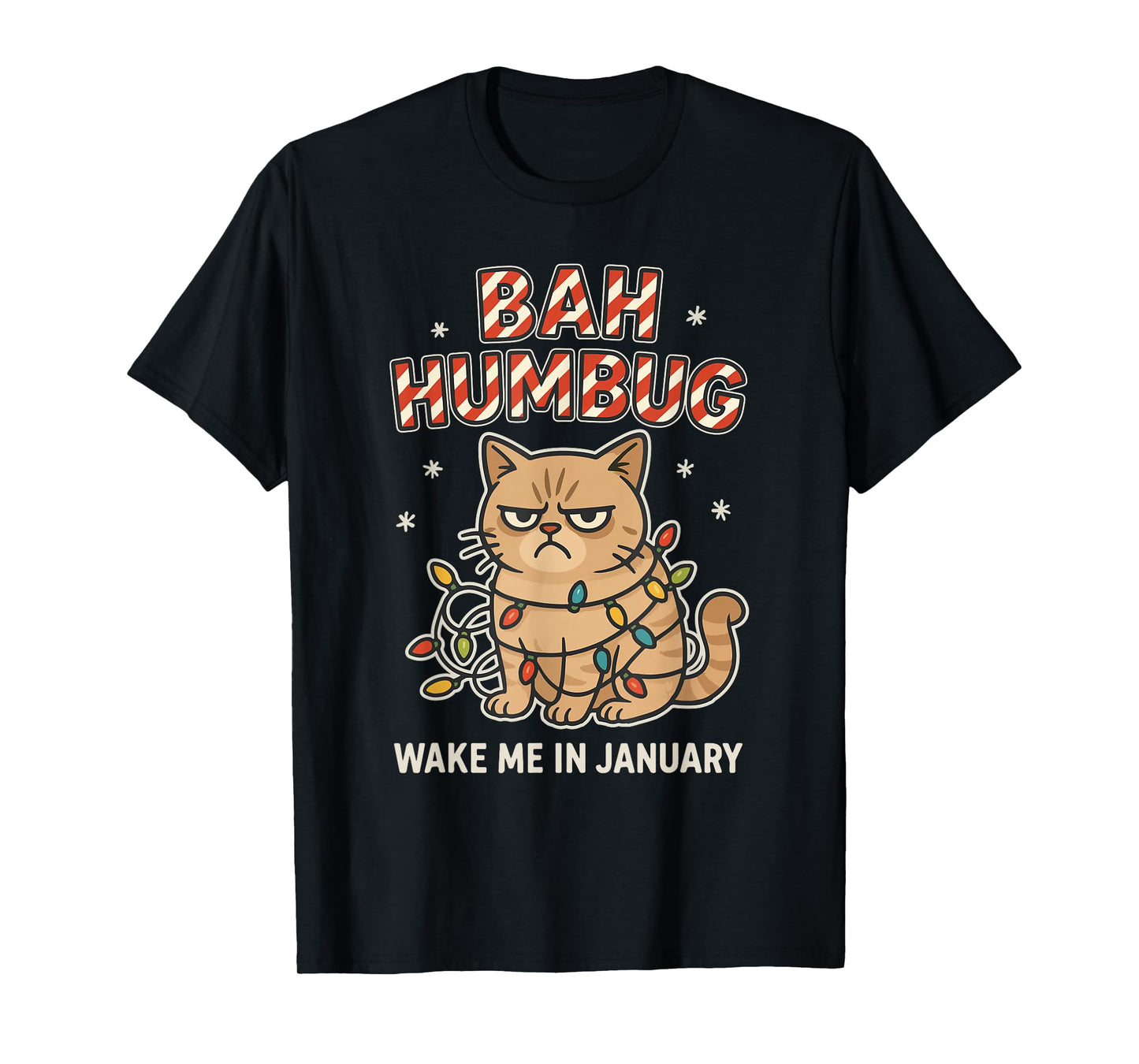 Bah Humbug Funny Bad Cat Christmas Hater Kitten Lover Xmas T-Shirt