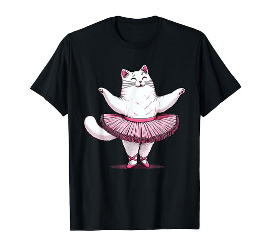 Cute Cat in Tutu Ballet Dancing Men Women Kids Funny Ballet T-Shirt