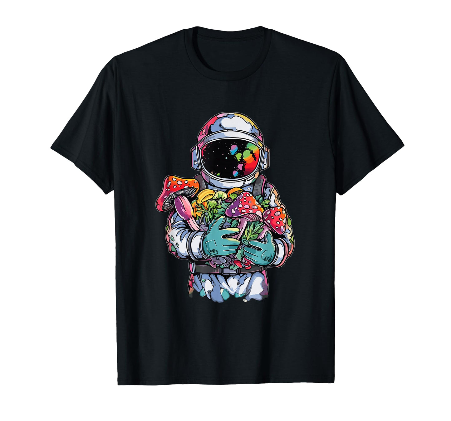 EDM DJ Festival Outfit Men & Women Trippy Astronaut Art EDM Mushroom Psychedelic Rave T-Shirt, Small, Black