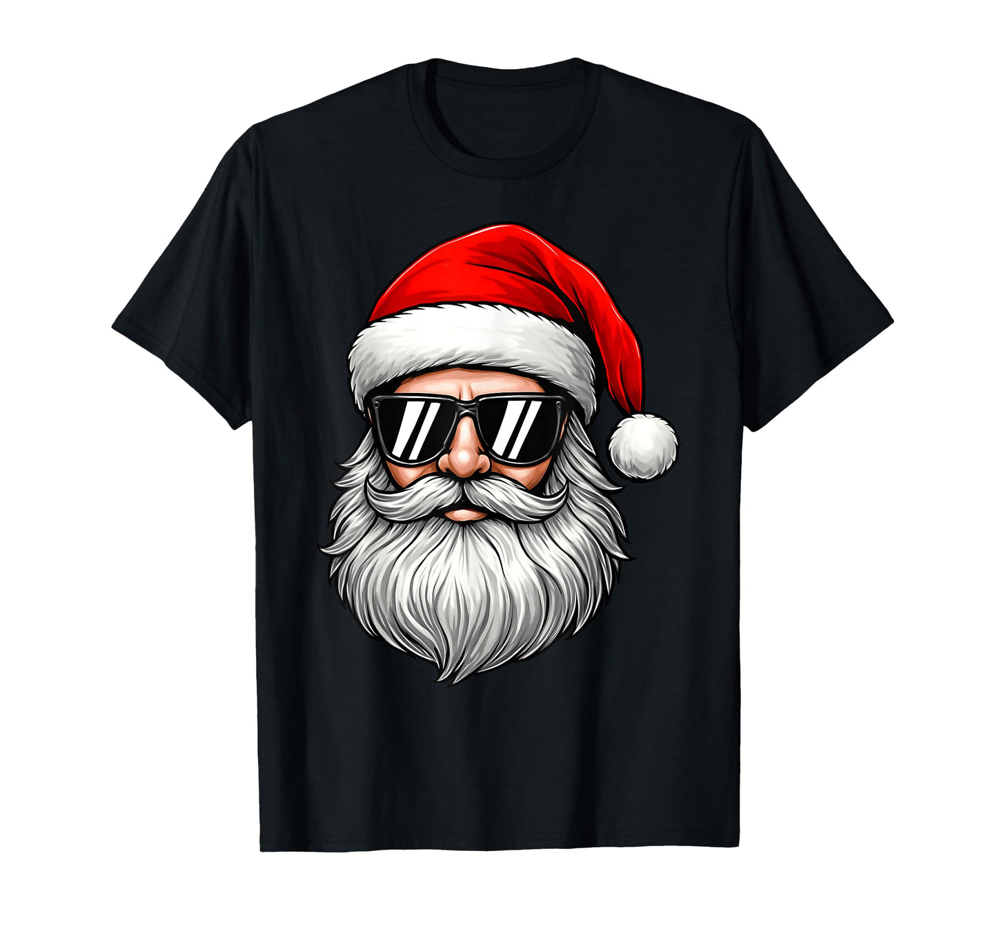 Funny Cool Santa Face Beard Sunglasses Christmas Boy Men T-Shirt