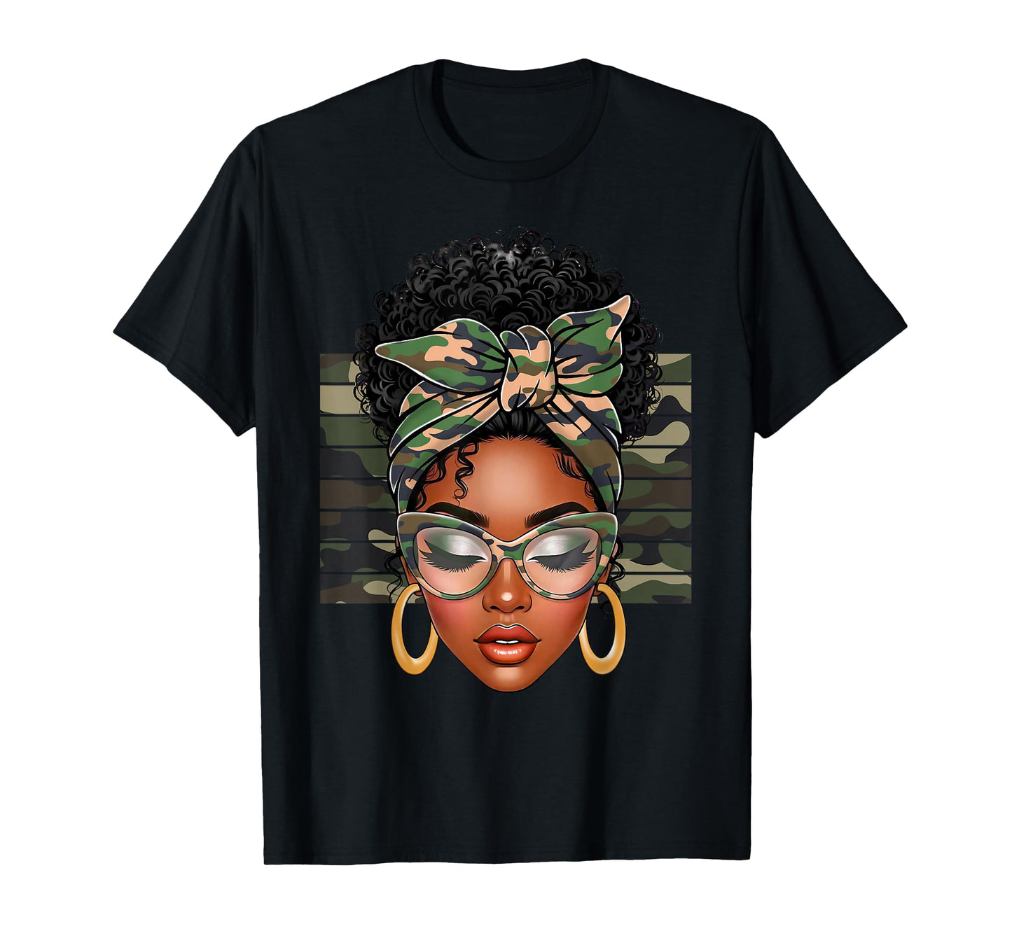 Afro Black Women African American Black History Month Camo T-Shirt