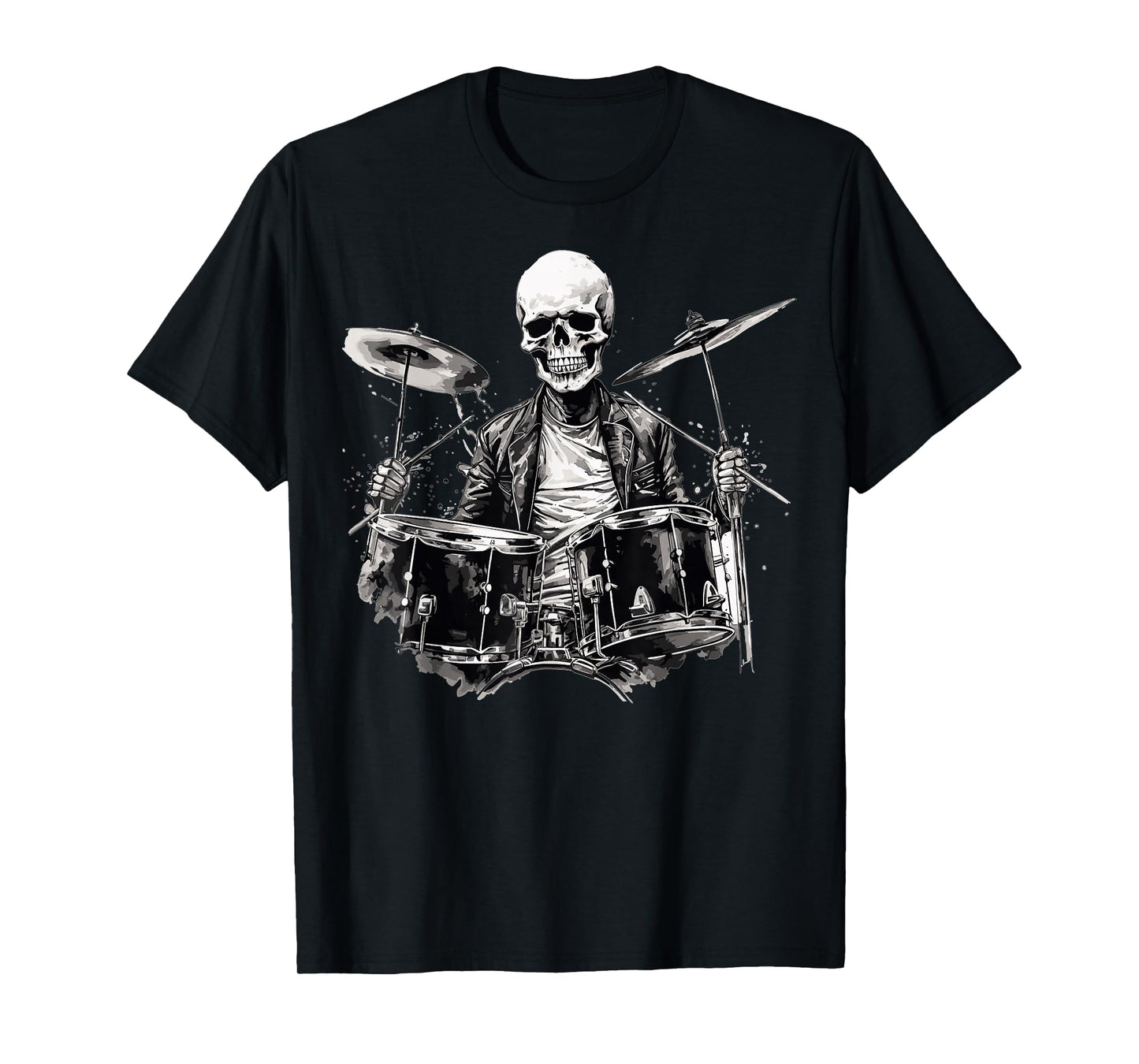 Skeleton Drummer Guy Rock And Roll Band Rock On Drum Kit T-Shirt