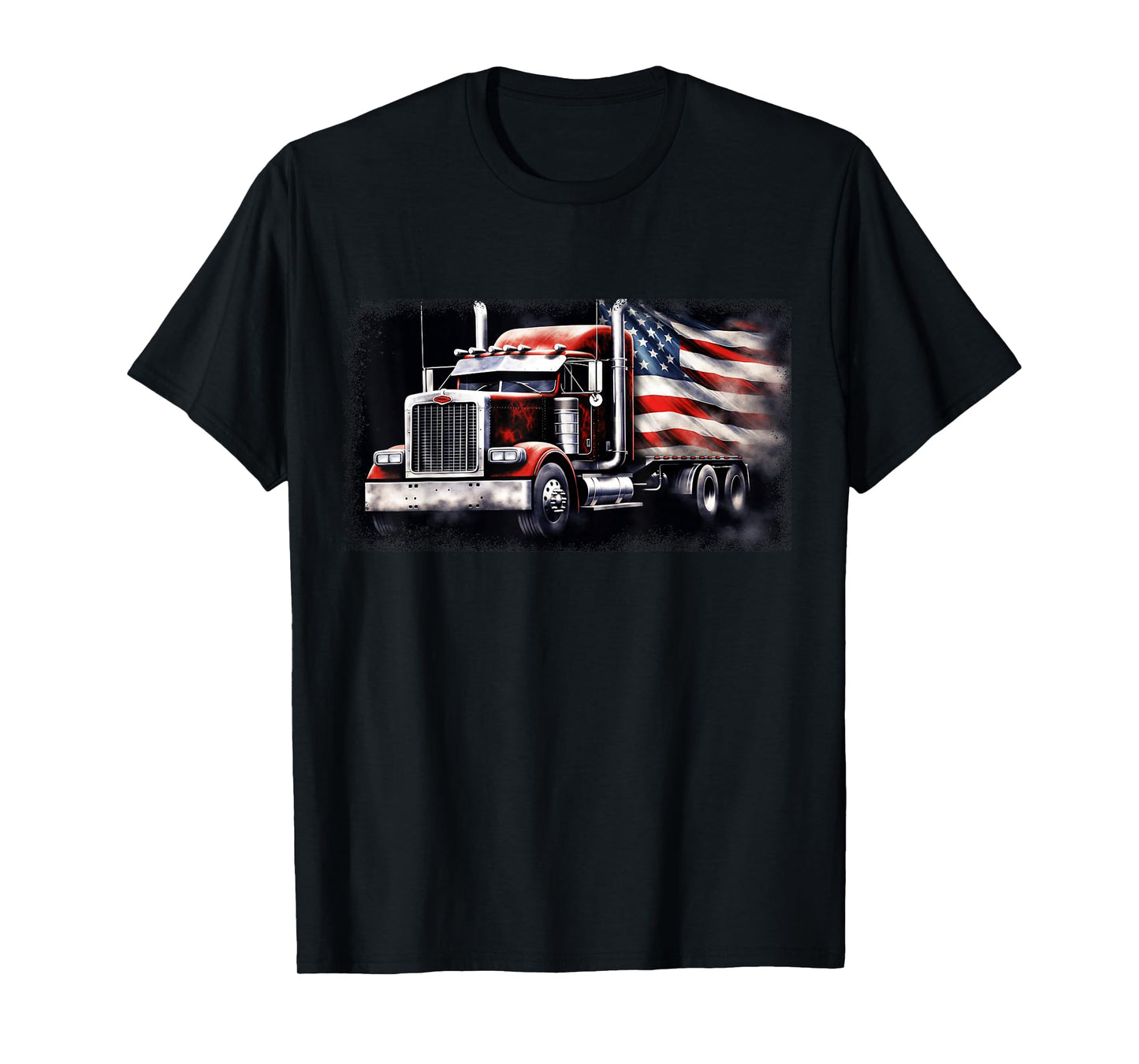 US American Flag Semi Truck Driver Trucker T-Shirt