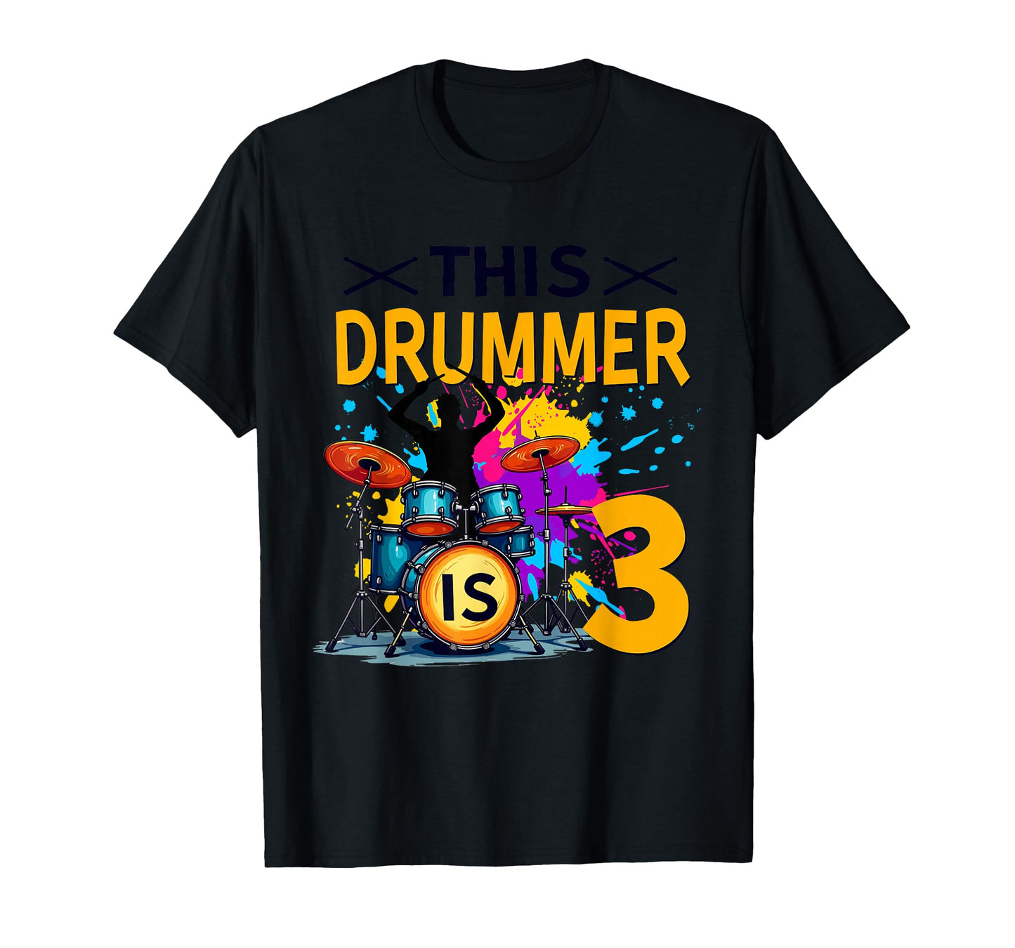 This Drummer is 3 Year Old Birthday Drumming Themed T-Shirt