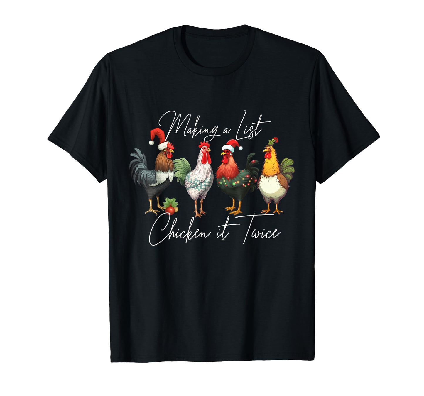Christmas Chicken Lover Xmas Santa Hat Funny Farm Gift T-Shirt