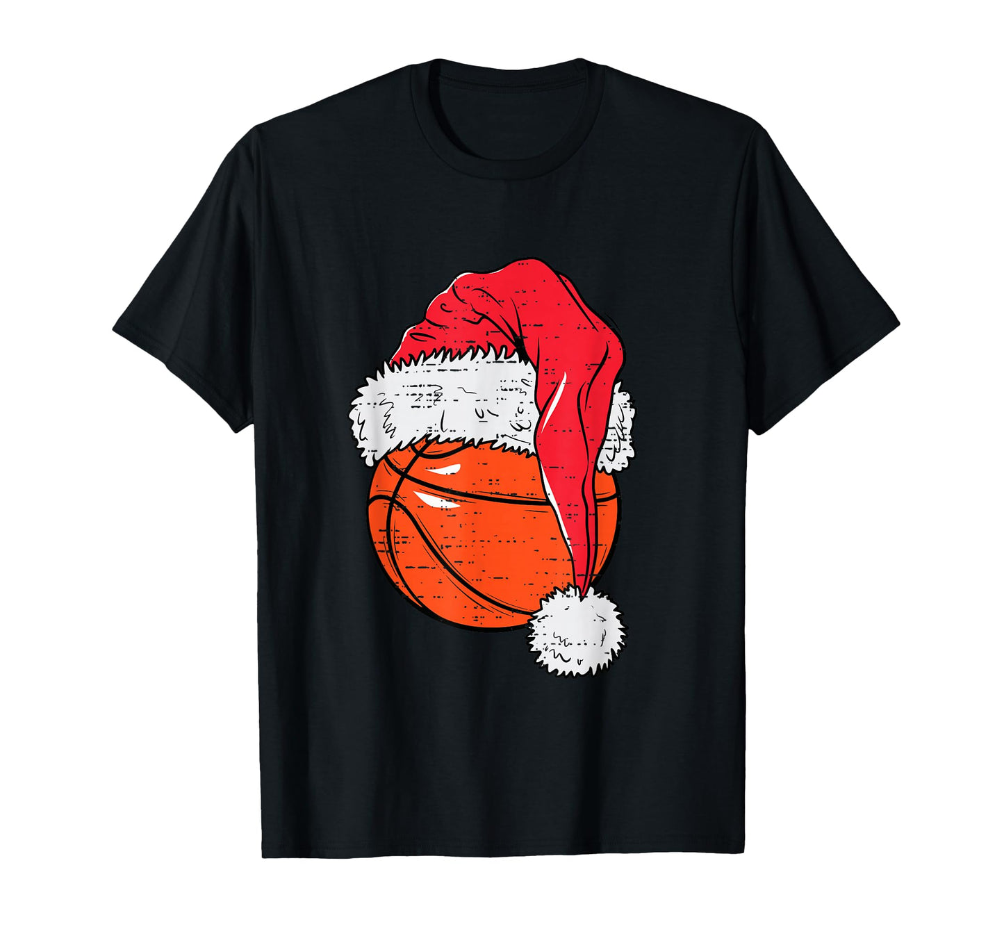 Funny Basketball Ball Santa Hat Christmas Xmas Men Boys Kids T-Shirt