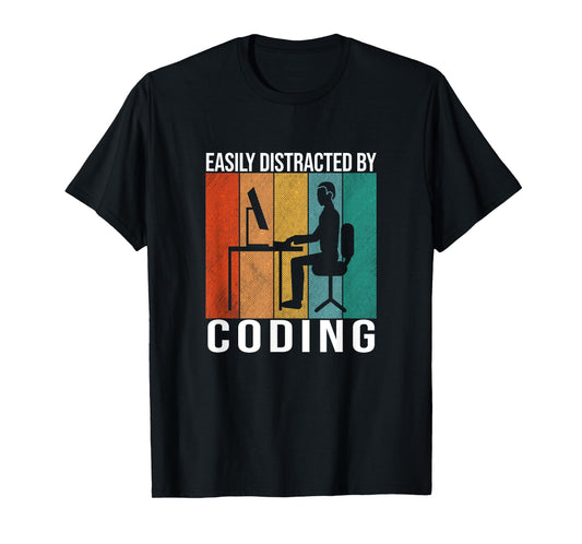 Coding Retro Code Vintage Programmer Developer Funny Coder T-Shirt