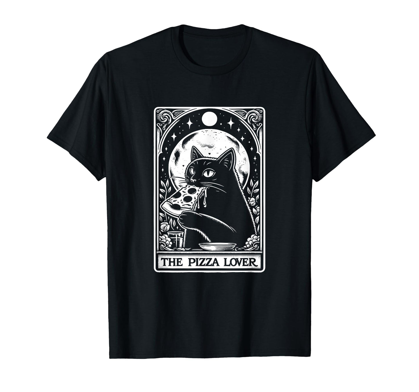 The Pizza Lover Cat Vintage Gothic Tarot Card T-Shirt
