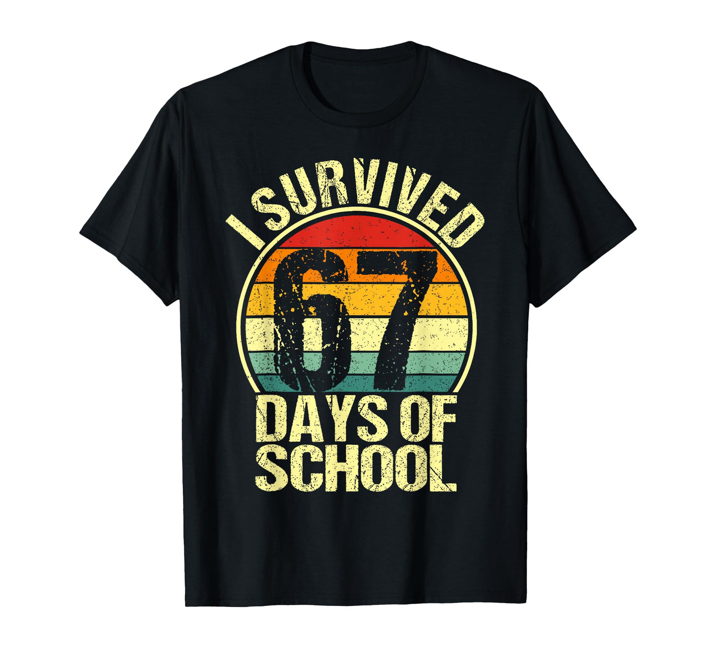Retro I Survived 67 Days of School Funny Six Seven 6 7 Meme T-Shirt