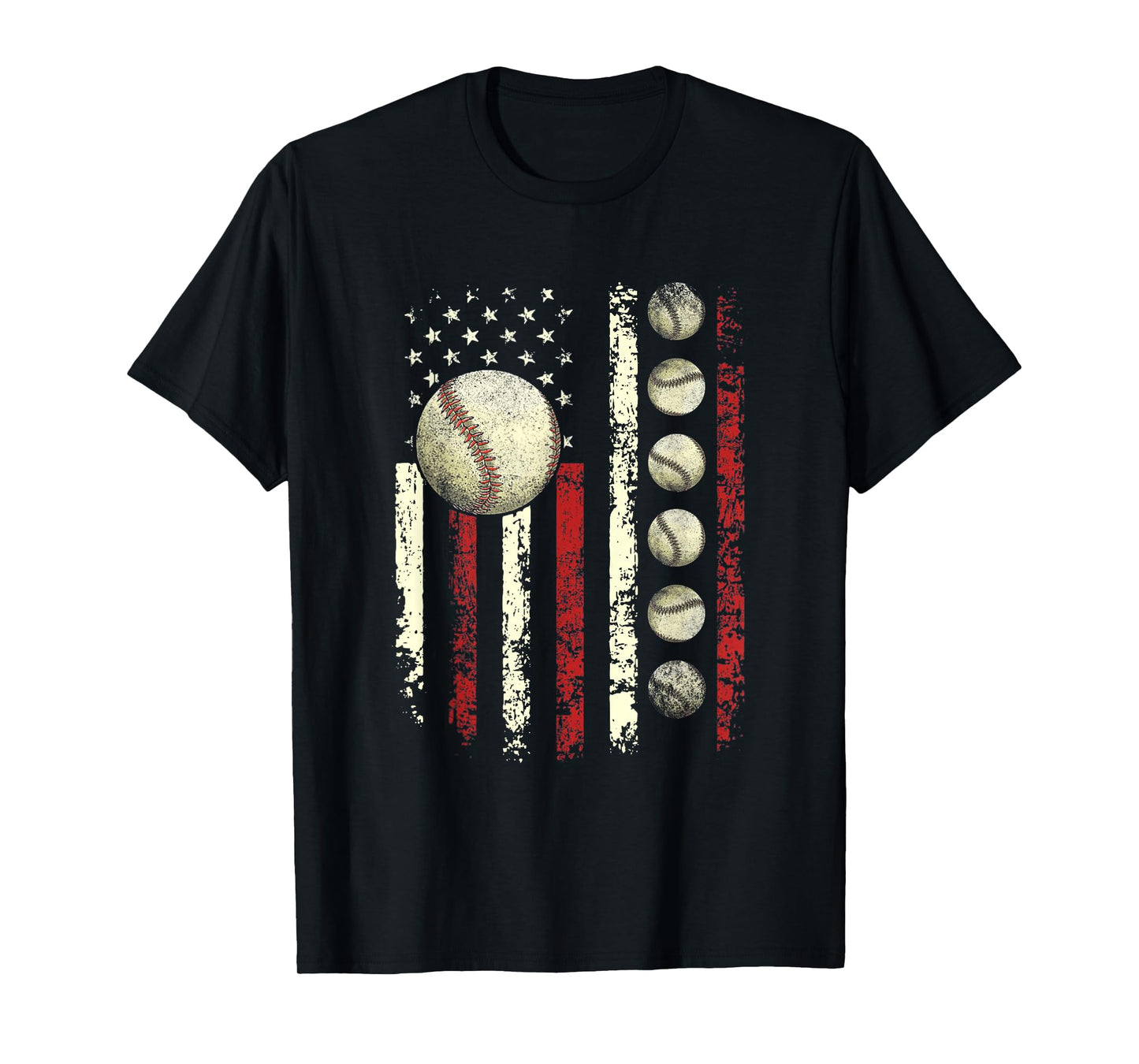 Vintage Baseball American Flag for Men Boys Girls Women T-Shirt
