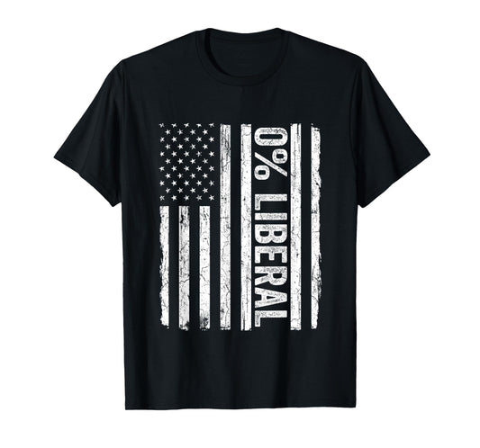 Zero Percent 0% Liberal Vintage USA Flag Pro Conservative T-Shirt