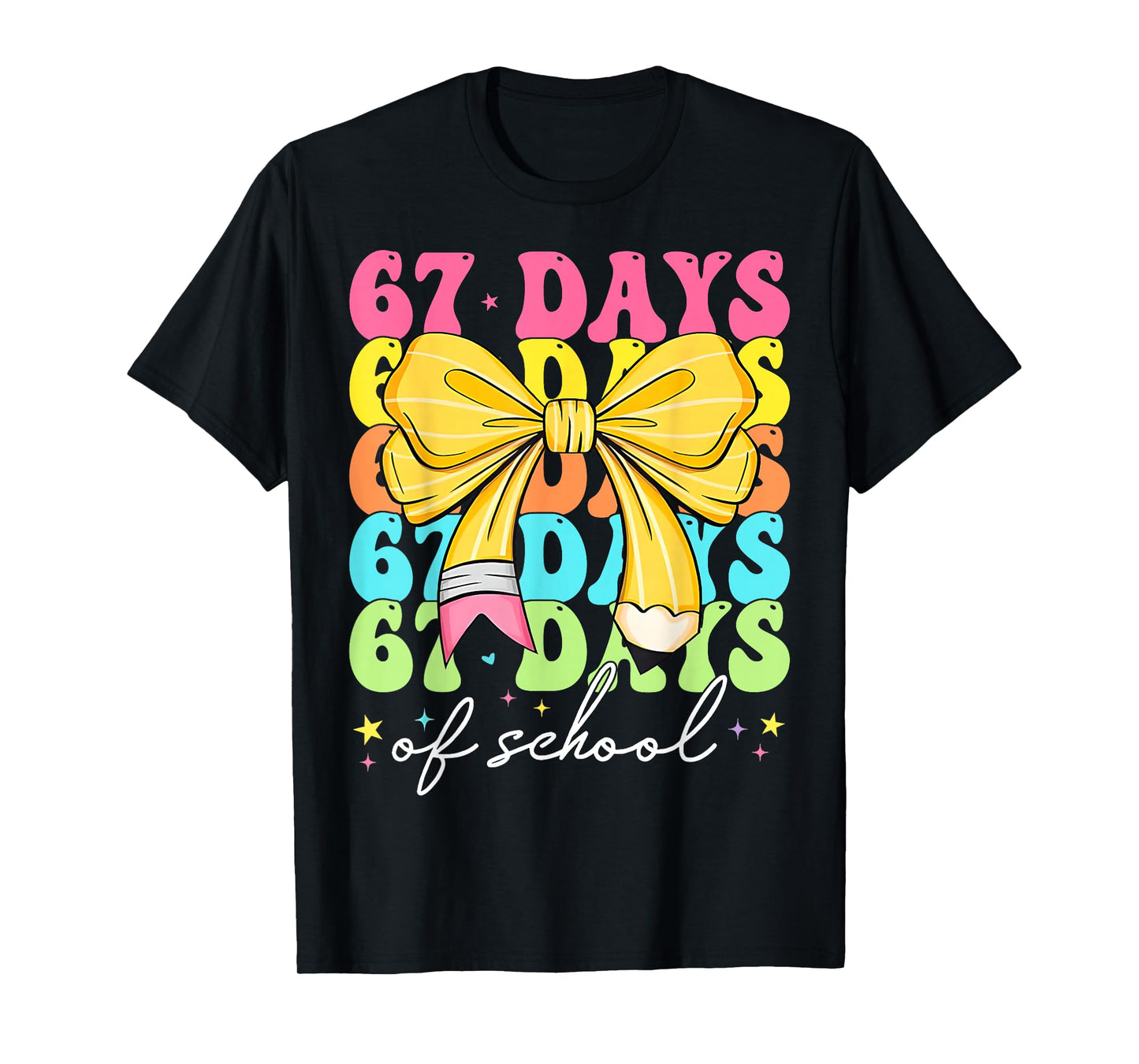 67 Days of School Girls Coquette Bow 67th Day of School T-Shirt