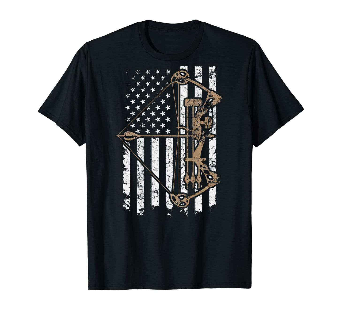 Camo USA Flag Archery Compound Bow - Bow Hunter (ON Back) T-Shirt