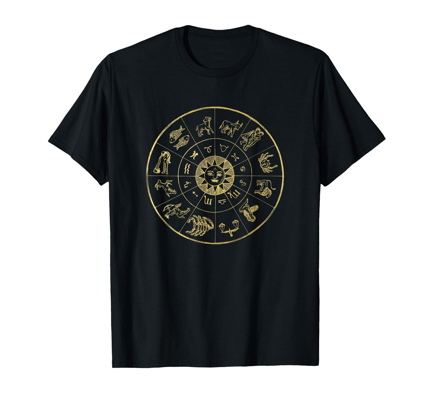 Vintage Astrology Zodiac Wheel Star Sign T-Shirt