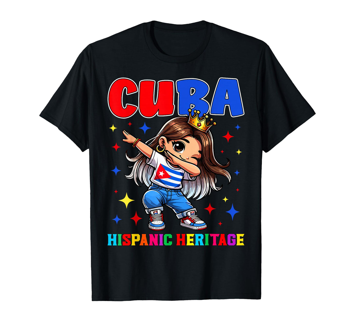 Cuba Dabbing Girl Hispanic Heritage Celebration for Kids T-Shirt