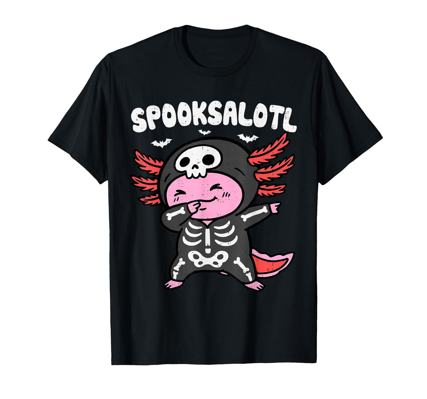 Skeleton Dabbing Axolotl Halloween Costume Boys Girls Kids T-Shirt