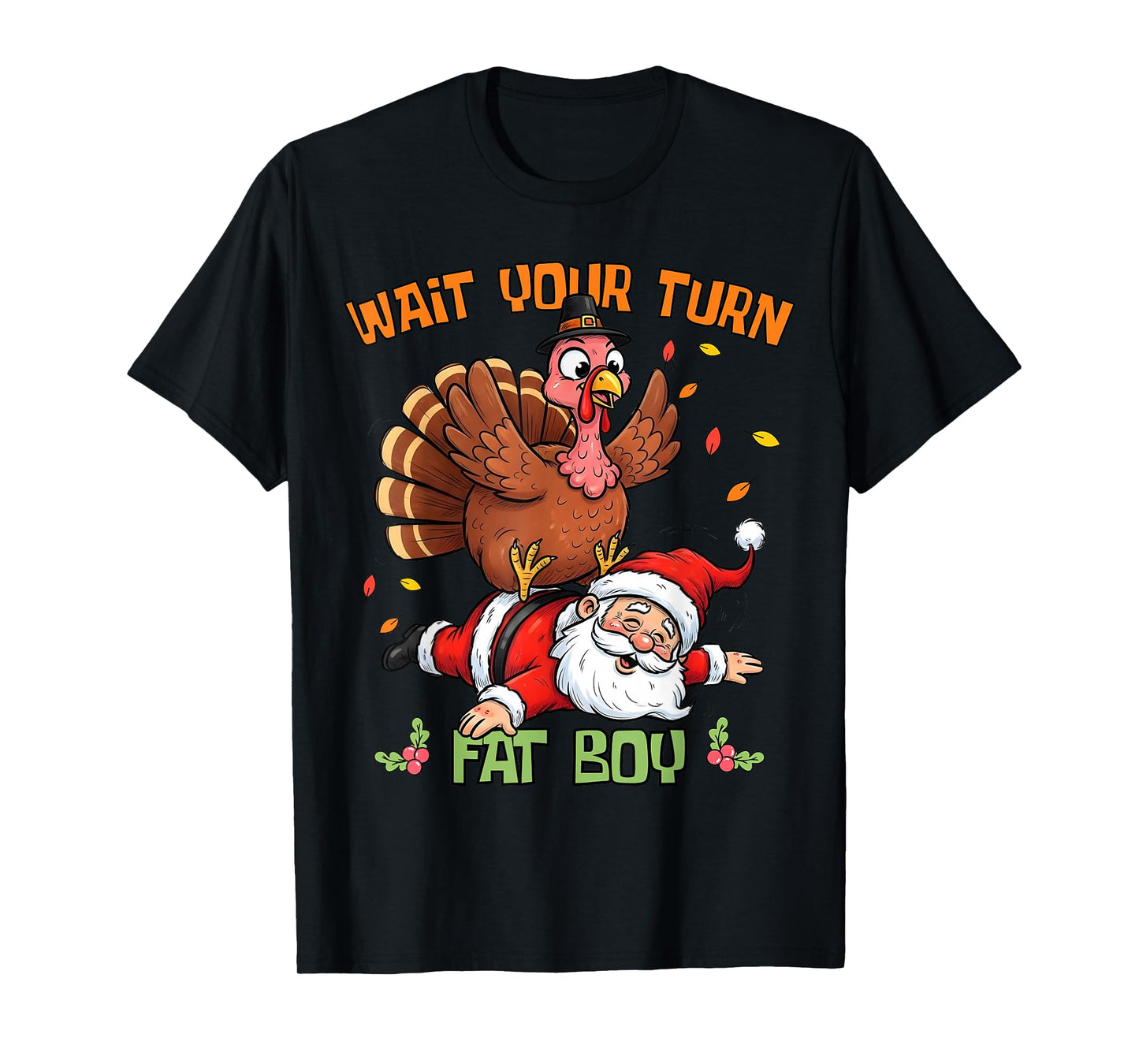 Funny Thanksgiving Christmas Turkey vs Santa for Men Women T-Shirt
