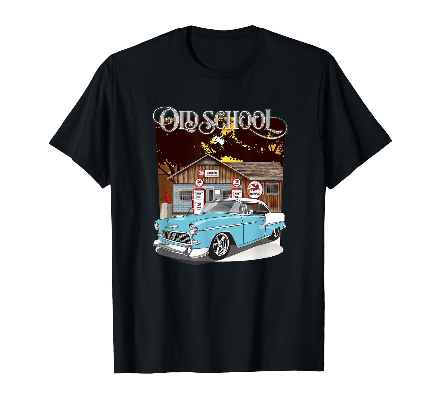 1955 Skyline Blue & White Bel Air Old School T-Shirt
