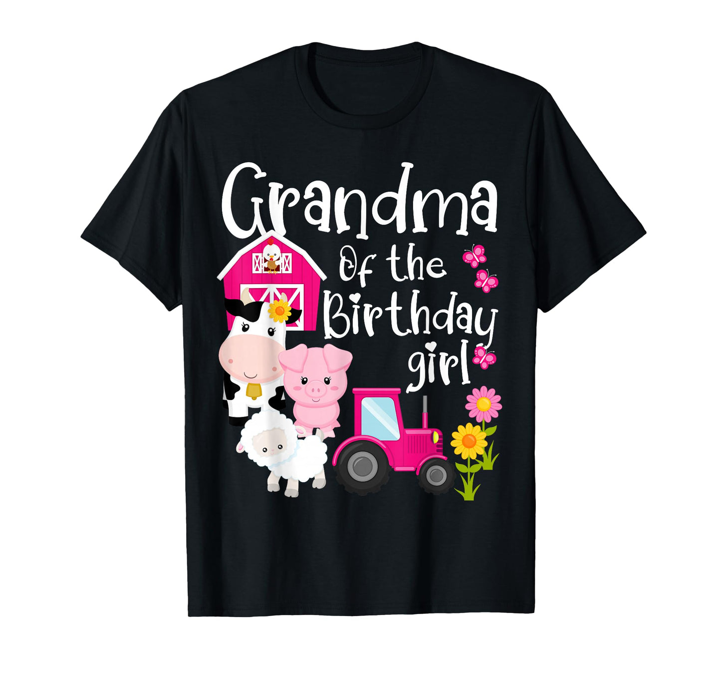 Farm Animals Grandma Of The Birthday Girl Party Barnyard T-Shirt