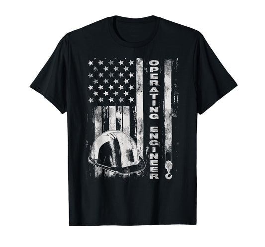Vintage Operating Engineer American Flag T-Shirt