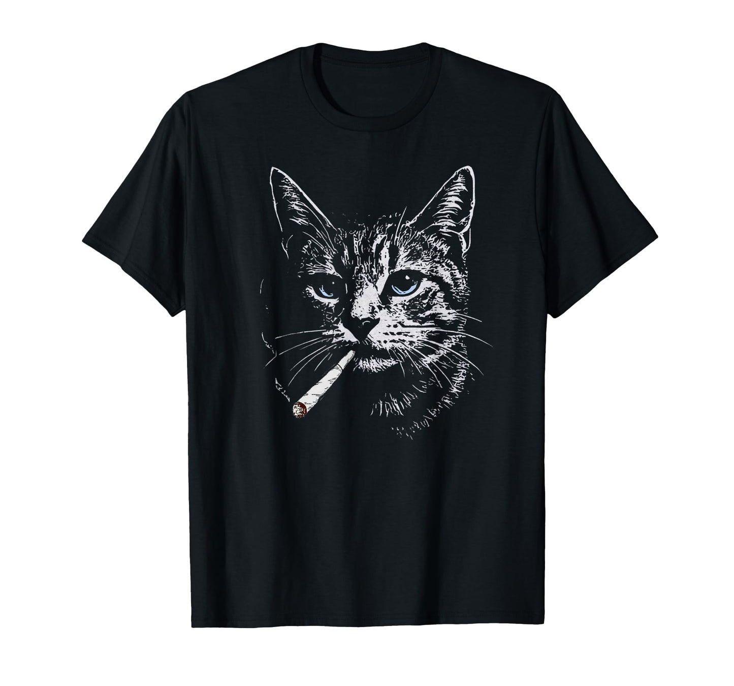 Graphic Art Animal Lover Adult Cat Smoking Blunt Weed Funny T-Shirt