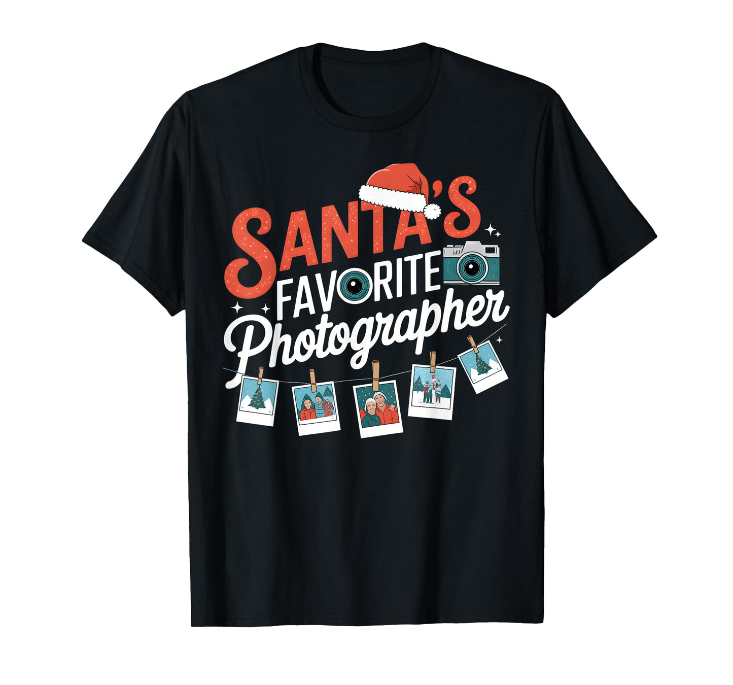 Santas Favorite Photographer Funny Christmas Photography T-Shirt