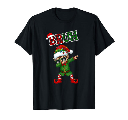 Bruh Dabbing Elf Funny Kids Years Pajamas Christmas Matching T-Shirt