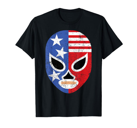 Retro USA Flag Pro Wrestling Lucha Libre Mask T-Shirt
