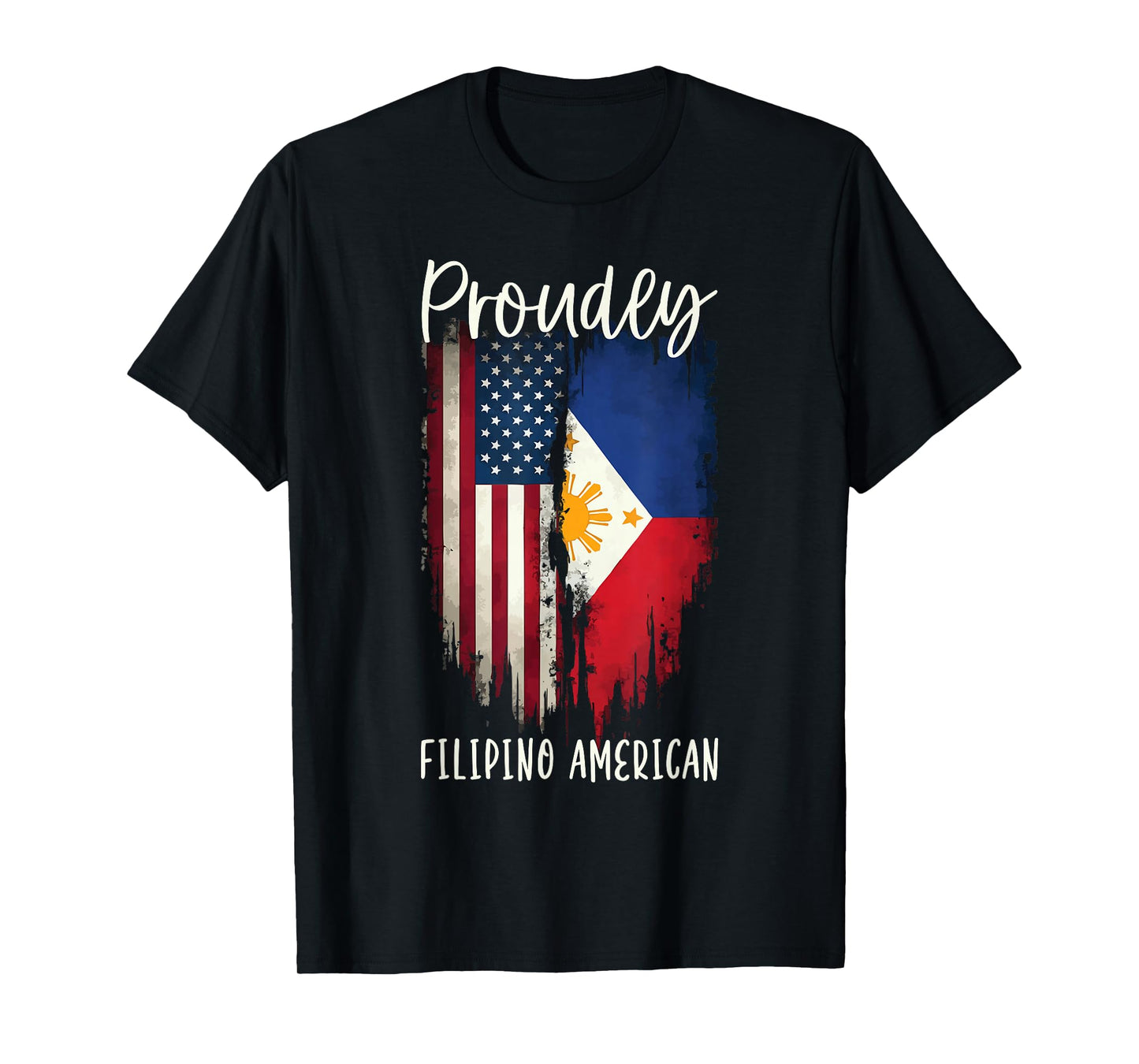 Half Filipino Half American USA Flag Filipino American T-Shirt