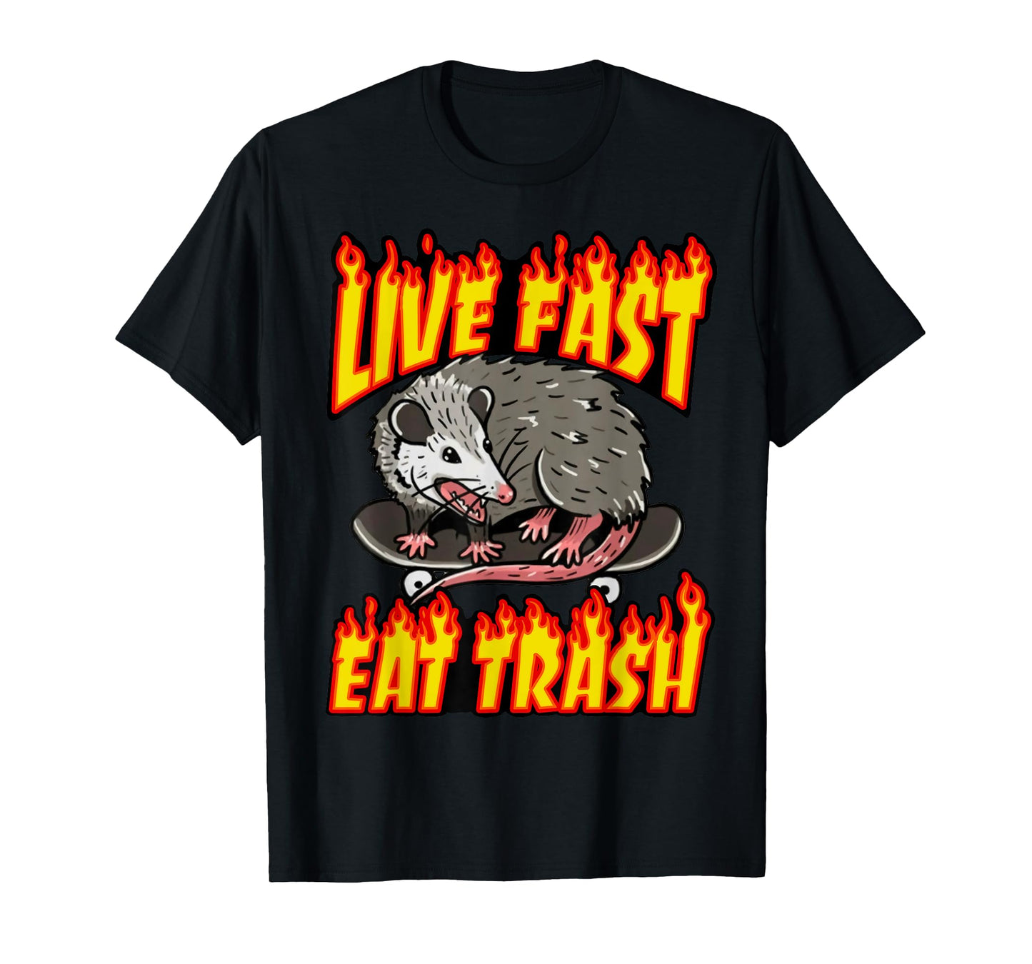 Live Fast Eat Trash Possum Vintage Funny Skateboard Opossum T-Shirt