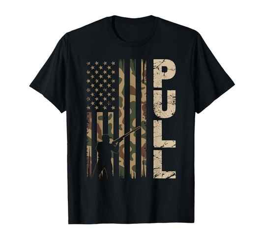 Clay Skeet Shooting Pull Skeet Trap Shooting American Flag T-Shirt