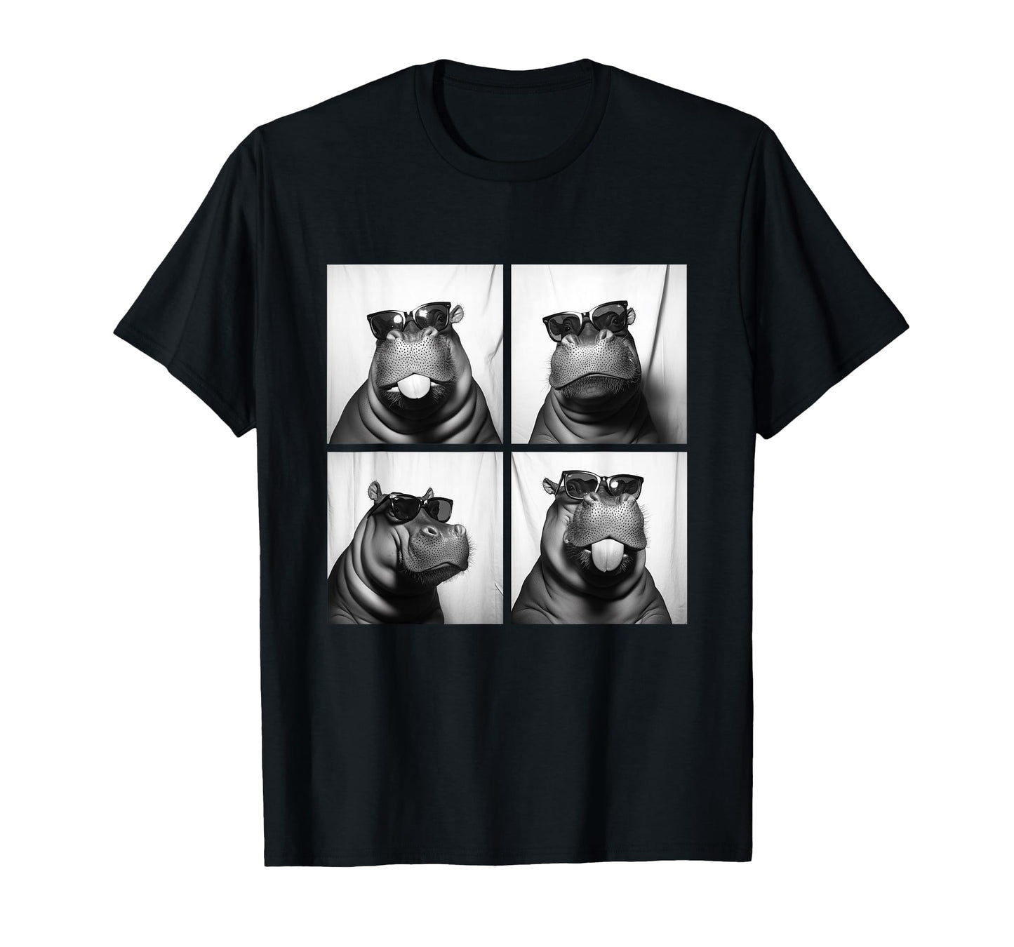 Funny Hippo with Sunglasses Photo Booth Hipster Animals T-Shirt