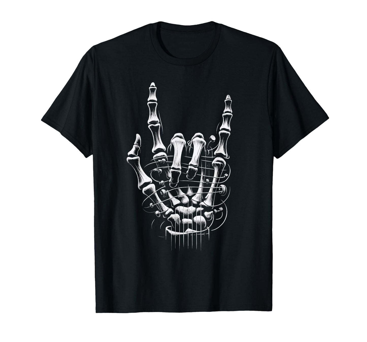 Rock On Skeleton Hand Guitar Rock & Roll Punk Rock Band T-Shirt