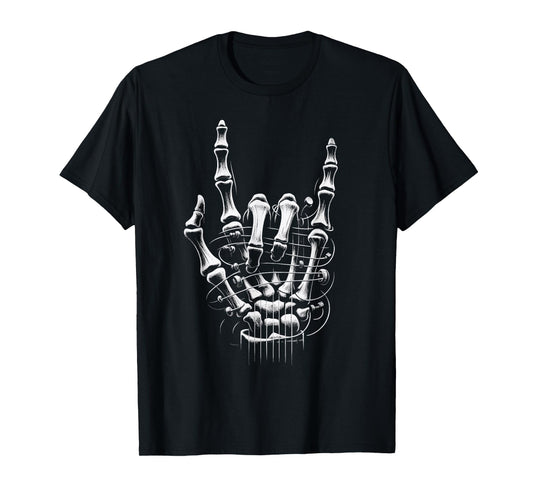 Rock On Skeleton Hand Guitar Rock & Roll Punk Rock Band T-Shirt