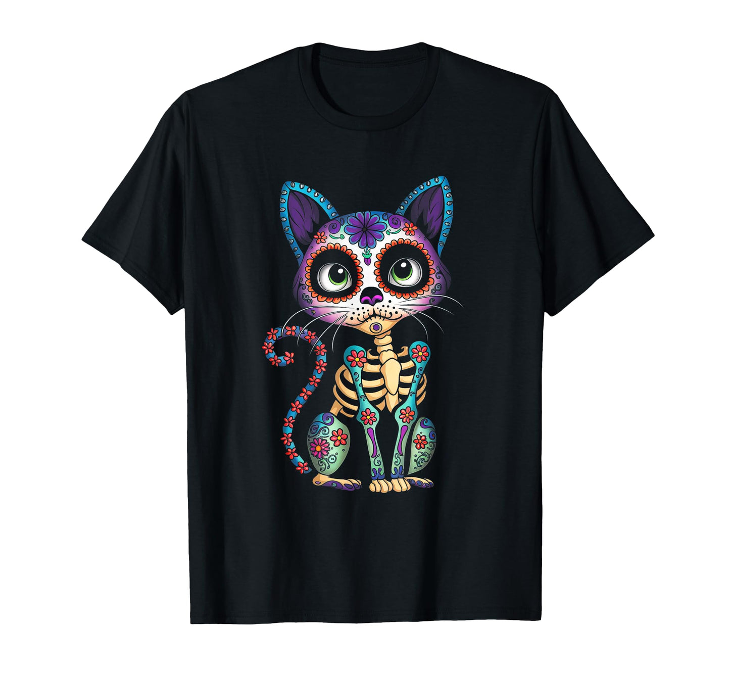 Dia De Los Muertos Cinco De Mayo Cat Sugar Skull Men Women T-Shirt