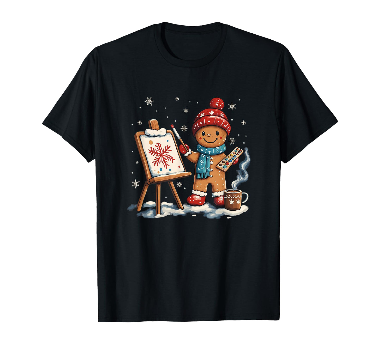 Artist Gingerbread Painter Art Teacher Student Christmas T-Shirt