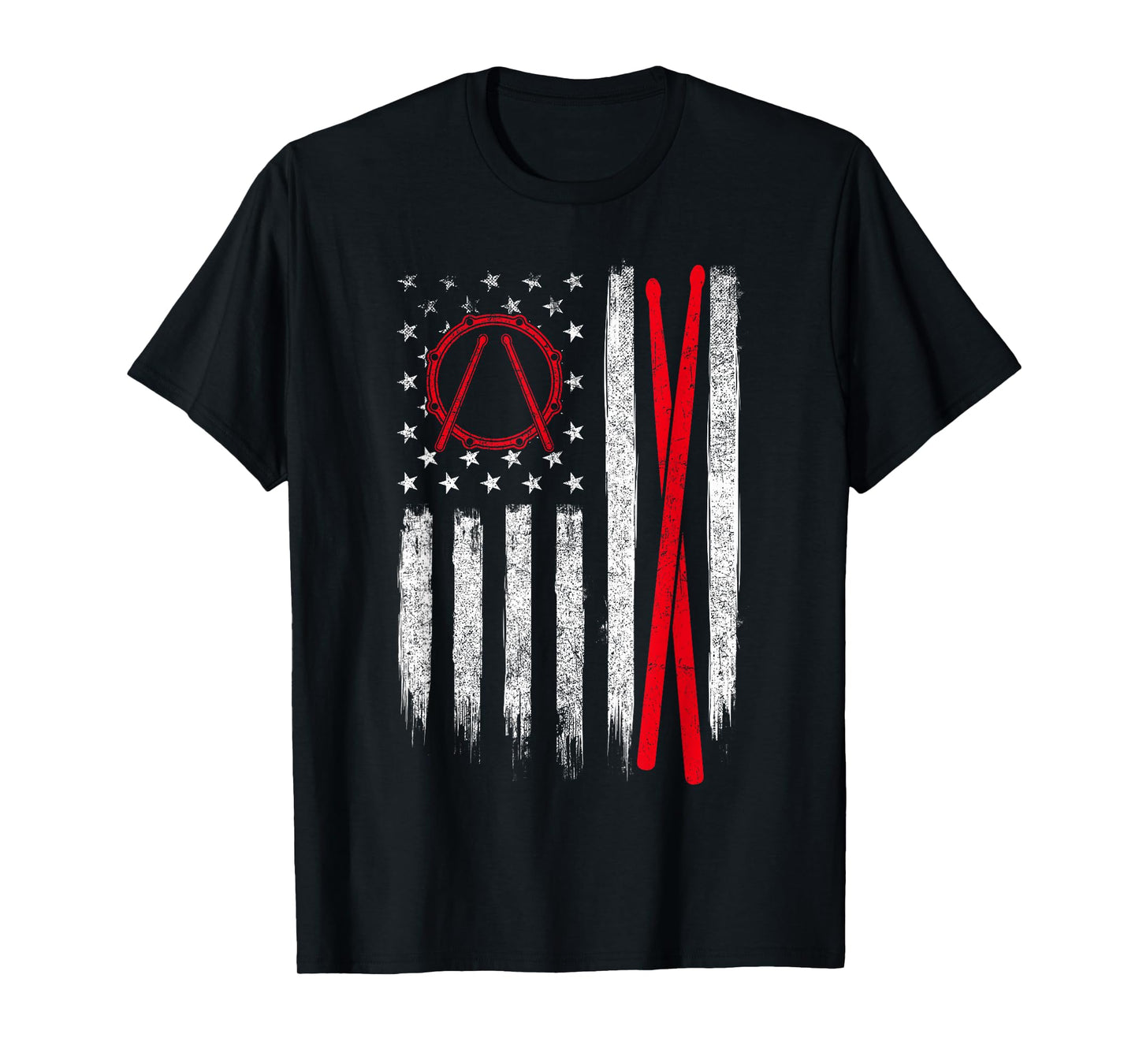 Drumsticks - USA American Flag Drummer Drumming Percussion T-Shirt