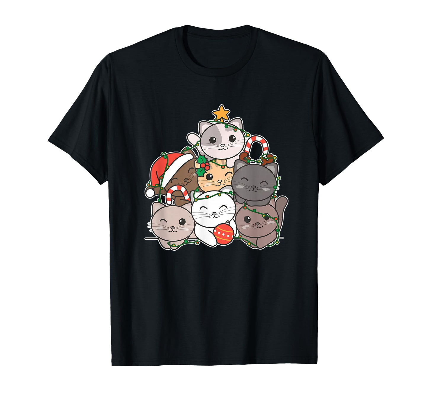 Cat Christmas Tree Funny Animal Christmas T-Shirt
