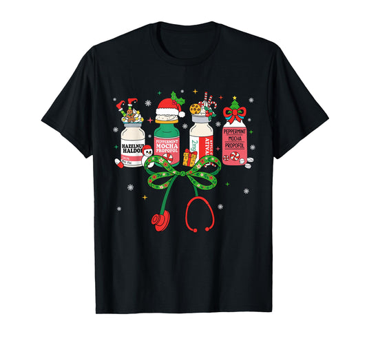 Christmas Nurse Funny Peppermint Mocha Propofol ER ED ICU RN T-Shirt
