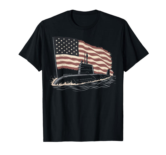 Submarine USA Flag Veteran 4th of July T-Shirt
