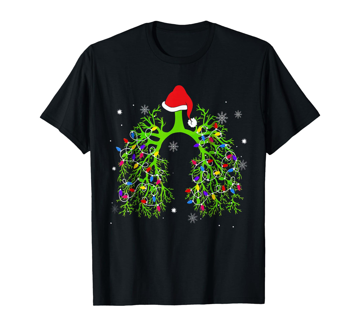 Christmas Nurse Respiratory Therapist Lung Xmas Lights T-Shirt