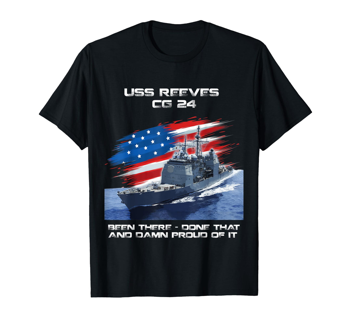 USS Reeves CG-24 Class Cruiser American Flag Veteran Xmas T-Shirt for Women Men