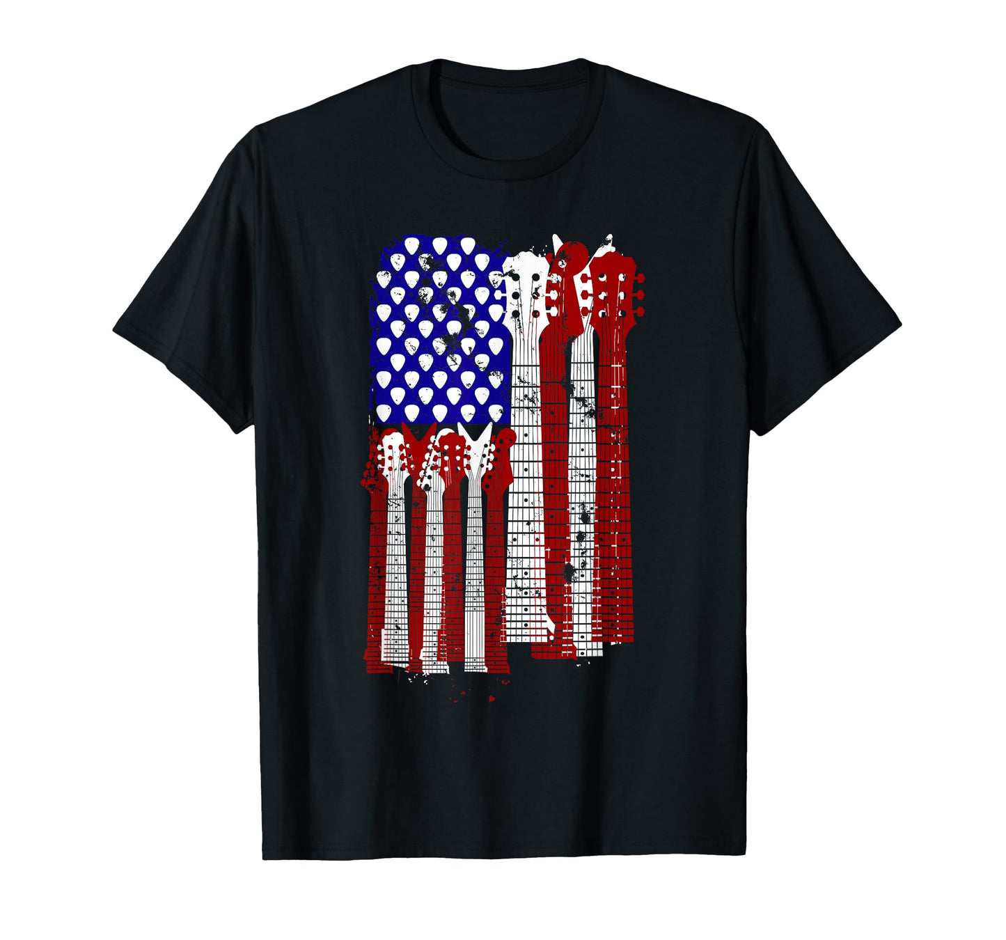 Guitar Plectrum | American Flag Band Gift T-Shirt