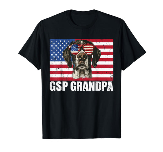 GSP Grandpa German Shorthaired Pointer US Flag 4th of July T-Shirt