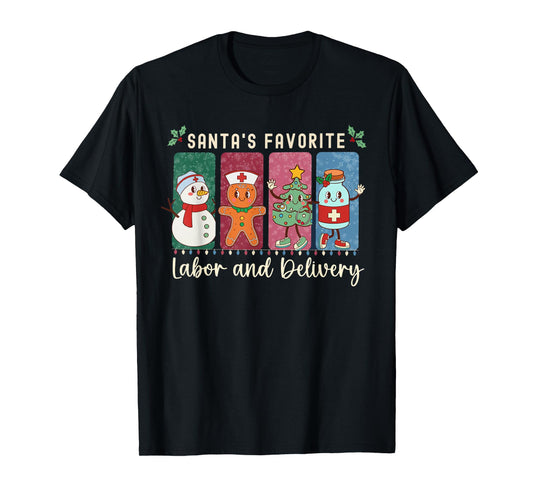 Christmas Labor And Delivery Nurse Crew Healthcare Worker T-Shirt