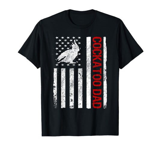 Cockatoo Dad American USA Flag Funny Bird Lover Men T-Shirt
