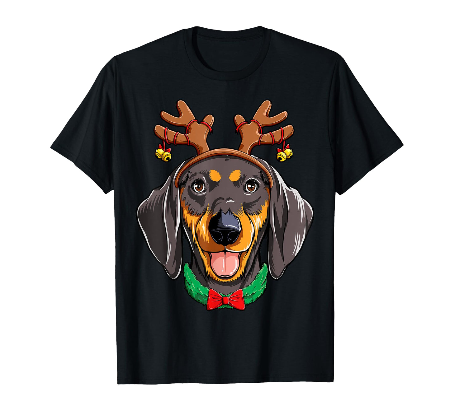 Dachshund Christmas Reindeer Antlers Xmas Girls Kids Women T-Shirt