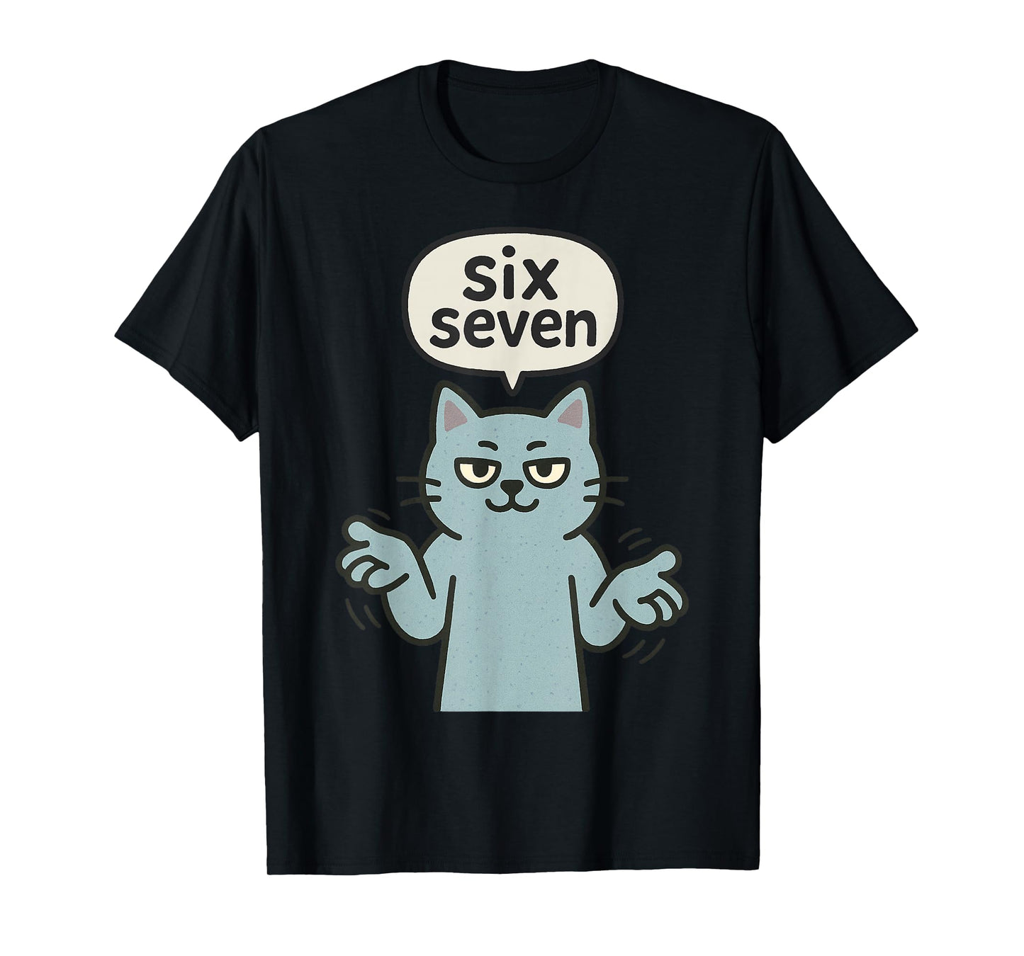 67 Six Seven 6-7 Cat - Funny Kids Gaming Brainrot Meme T-Shirt