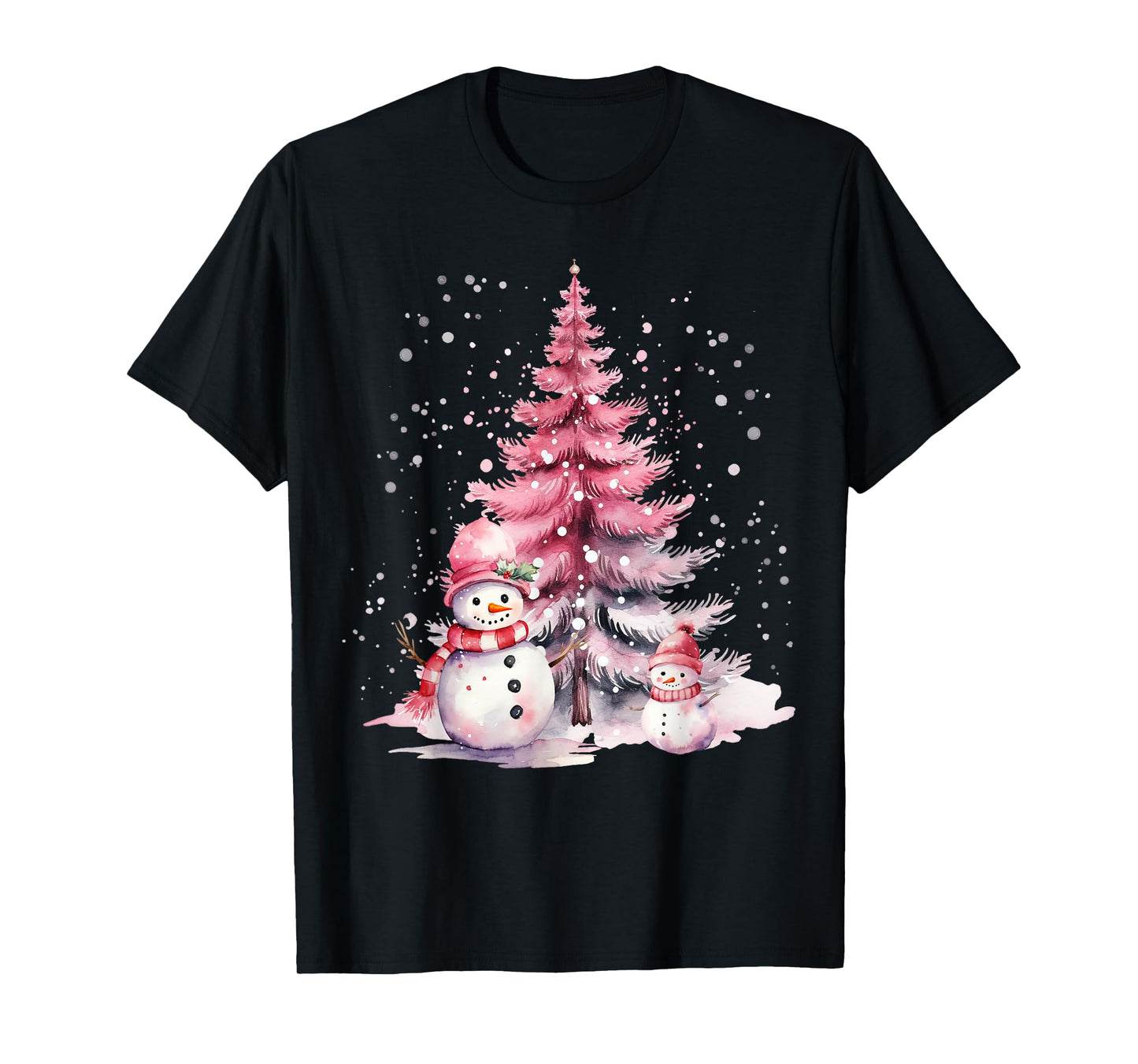 Pink Christmas Winter Snow Snowman Pastel Winter Wonderland T-Shirt